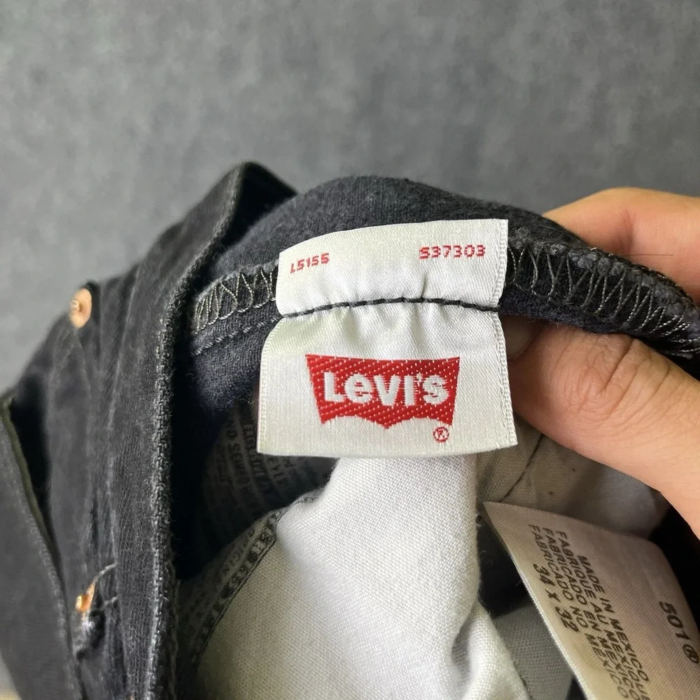 Levi's 501 Original Fit Jeans Men's 34x32 Black Mexico Made Actual 31x25.5